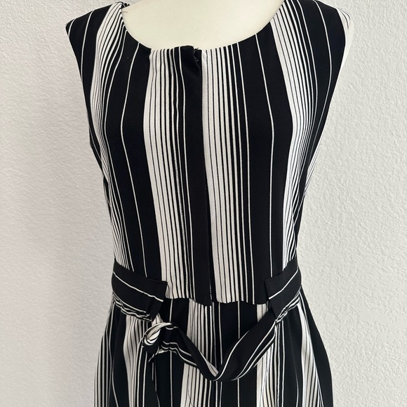 Neiman Marcus Black and Gray Striped Jumpsuit - Picture 2 of 8